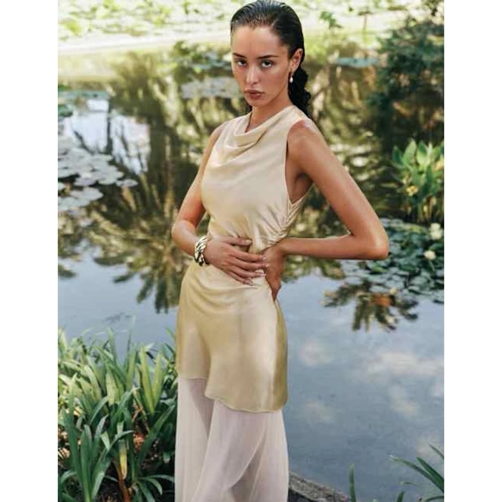 NWT Reformation Logan Silk Formal Maxi Dress Blonde Yellow 8